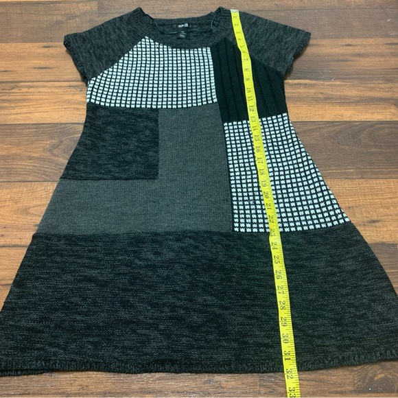 Style & Co Gray Block Knit Sweater Dress Women’s Sz PS Short Sleeve Scoop Neck - Picture 3 of 6